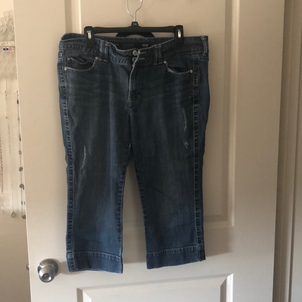 Ripped jean capris